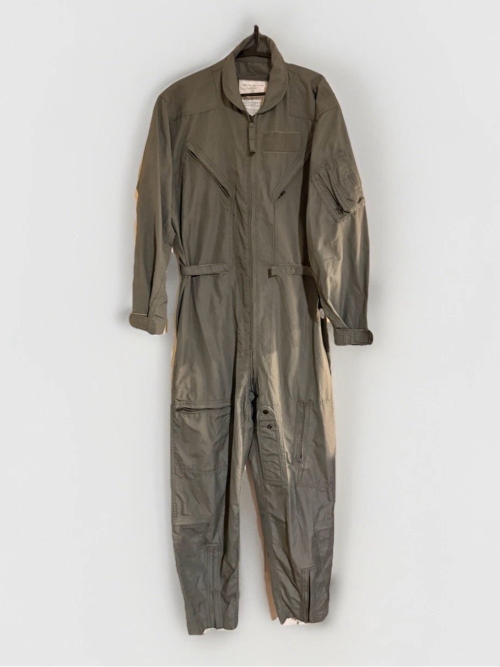 Vintage U.S. Military CWU-27/P Nomex Flight Suit Flyers Coveralls Sage Green 44L